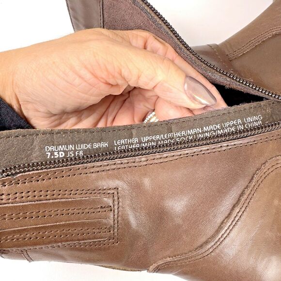 Earth Drumlin Boots Women's Size 7.5D Leather Moto Block Heel Buckle Side Zip - Picture 7 of 11